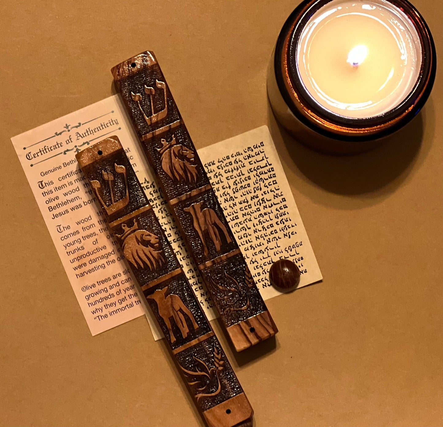 Olive Wood Mezuzah Case